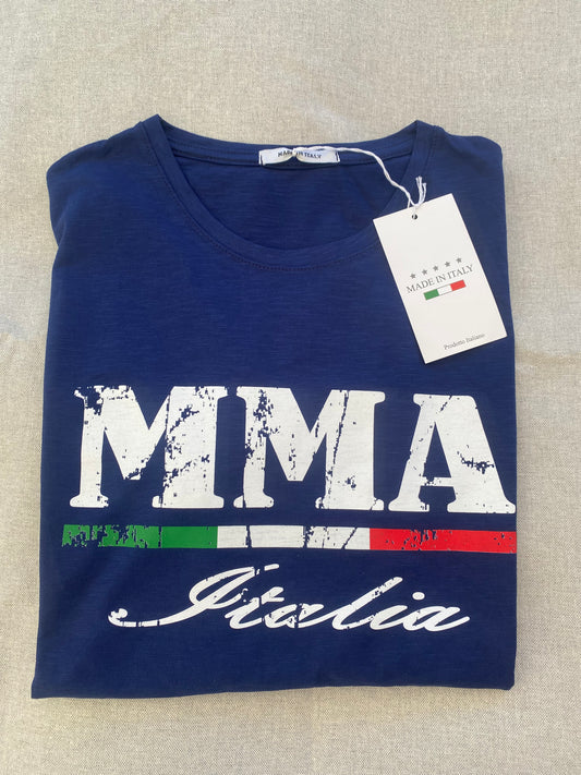 Maglieta cottone fiammato blu avio