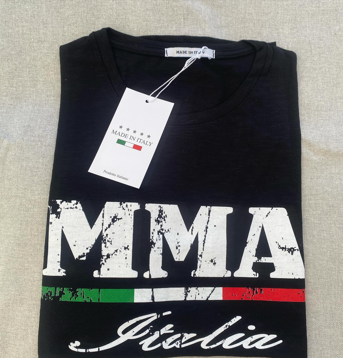maglieta cottone fiammato manica corta nero